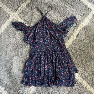 Paige Darya Floral Print Silk Mini Dress